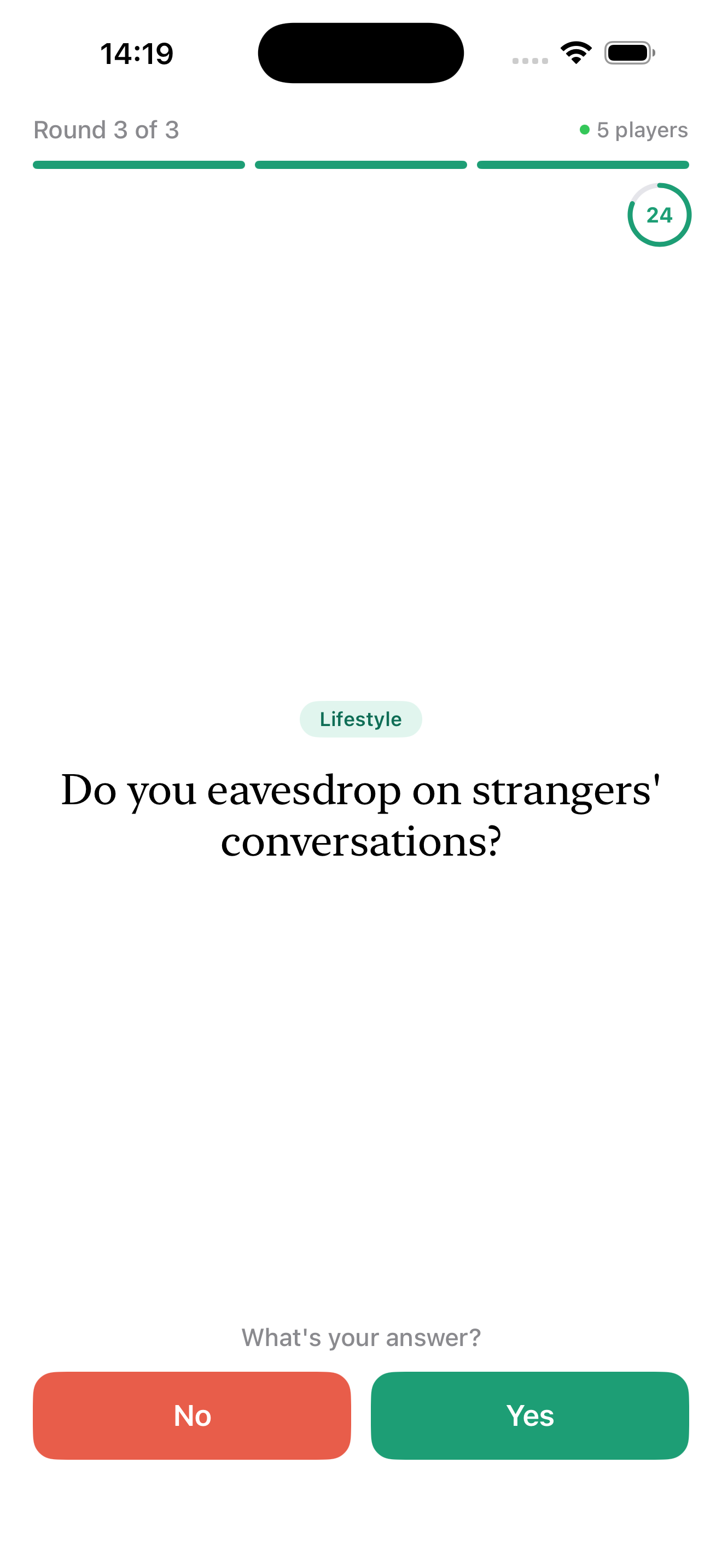 Answer yes or no questions